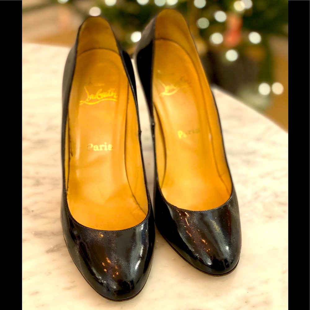 Christian Louboutin blk iridescent patten leather